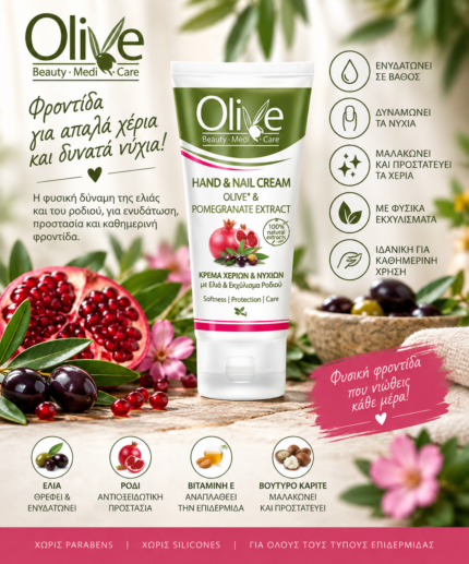 Olive - Κρέμα Χεριών και Νυχιών με Ελιά και Εκχύλισμα Ροδιού