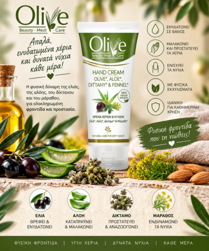 Olive - Κρέμα χεριών με αλόη, δίκτανο και μάραθο